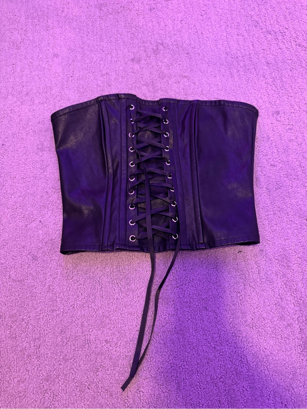 Black Lace-Up Faux Leather Corset